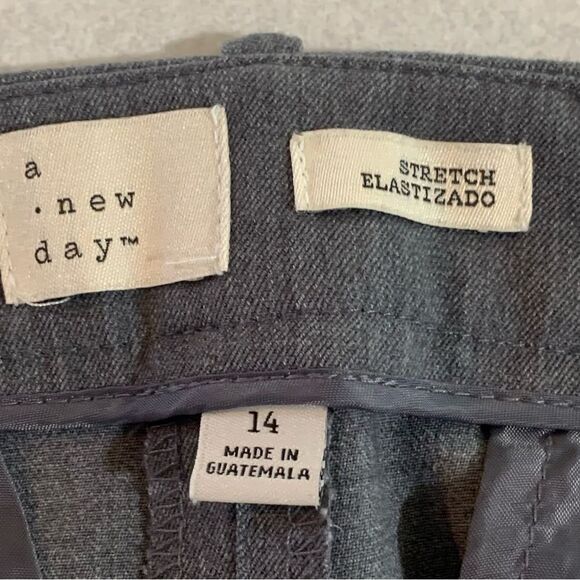 A NEW DAY Slacks Women’s 14 Gray Wide Leg Front Pockets Faux Back Pockets. - Picture 7 of 14